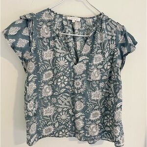 Marea medium block print flutter top